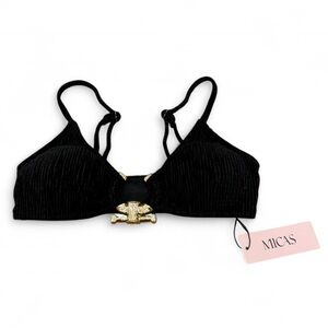 Micas Black Bra with Gold Accent